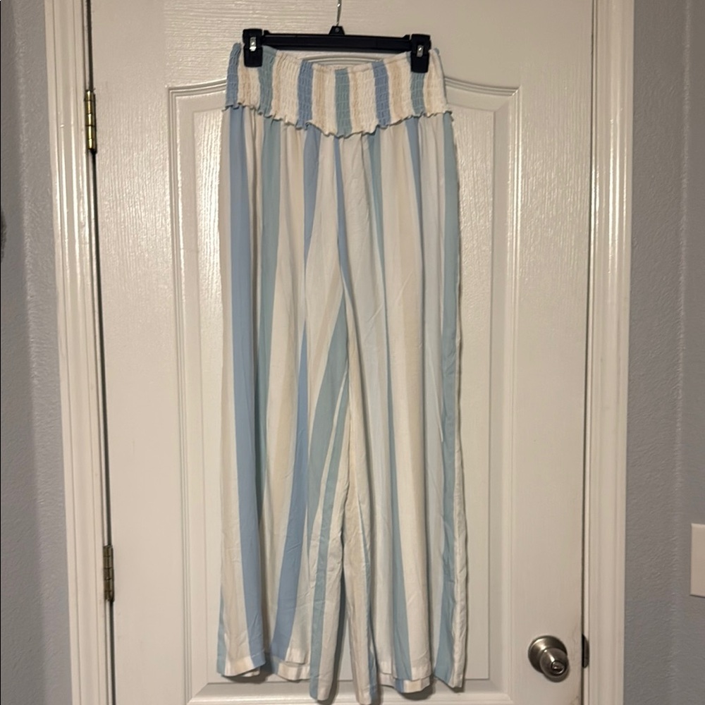 Striped Wide-Leg Palazo Pants in Blue, Sand and White 🏖️
